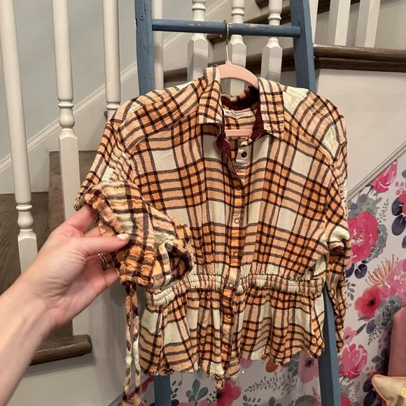 Free People Pacific Dawn Plaid Blouse - Picture 4 of 5